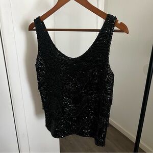 Glamorous Black Sequin Tank Top